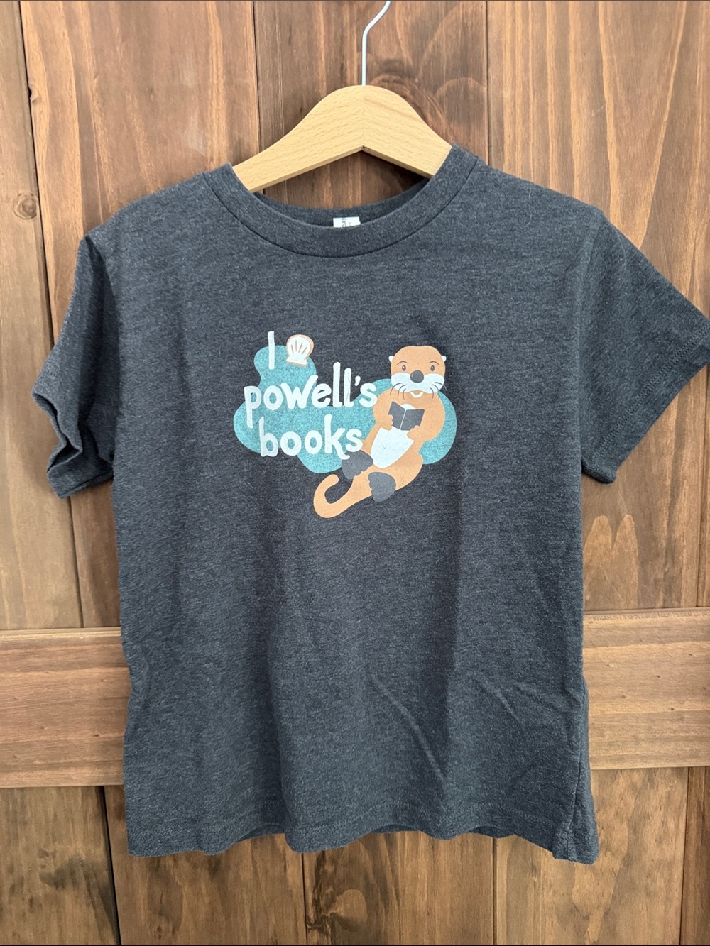 Powell's Books Gray Graphic Tee with Otter